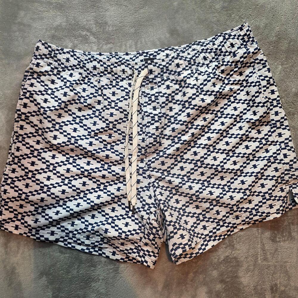 Alpine Design Swim Shorts Mens XL Blue Geometric Print Mesh Liner Zip Pocket
